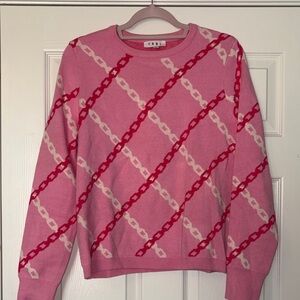 NWOT THML Pink and Red Chain Pattern Sweater